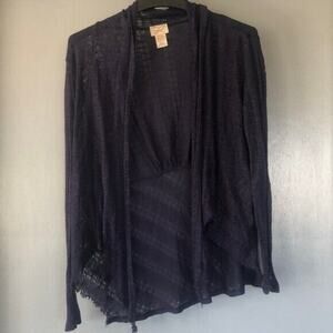EYELASH COUTURE WOMENS NAVY LIGHTWEIGHT OPEN CARDIGAN SIZE XL LONG SLEEVES